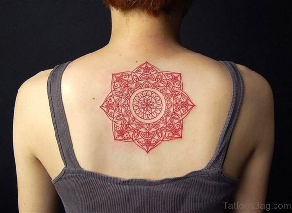 Red Geometric Tattoo On Back