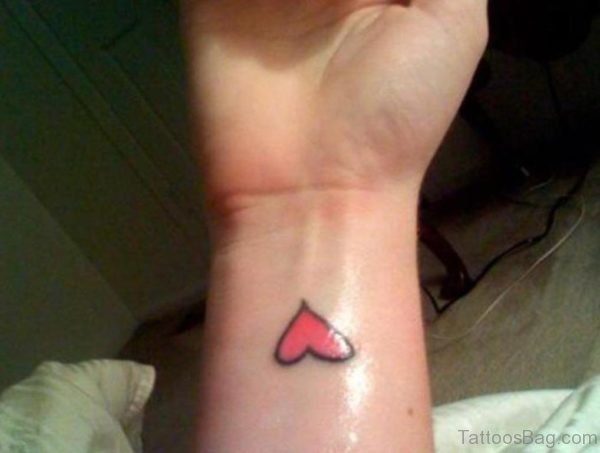 Red Heart Black Outline Tattoo