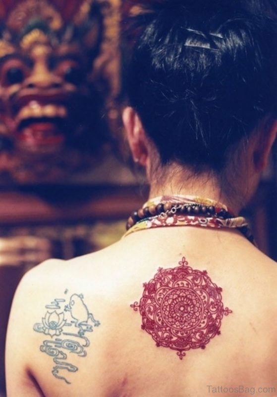 Red Ink Mandala Tattoo