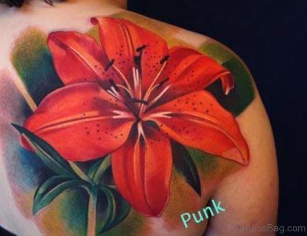 Red Lily Tattoo Design