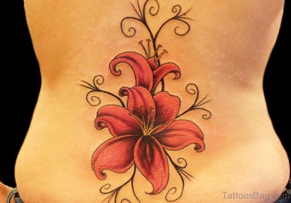 Red Lily Flower Tattoo 