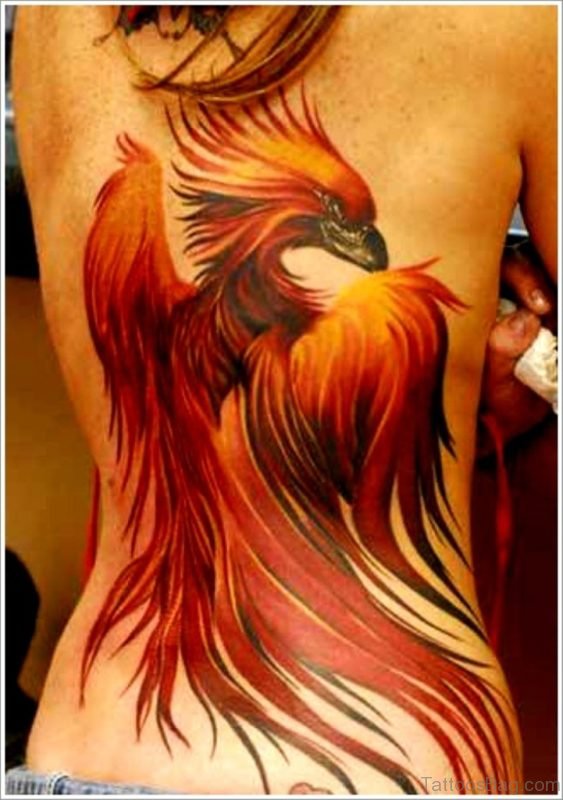Red Phoenix Bird Tattoo