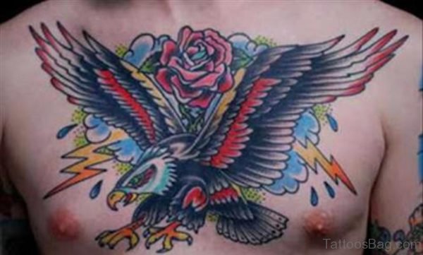 Red Rose And Eagle Tattoo