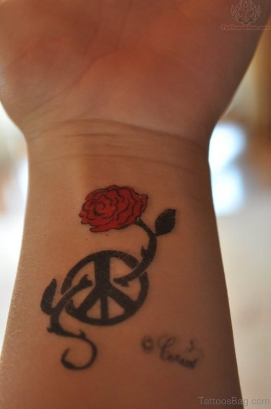 Red Rose And Peace Tattoo