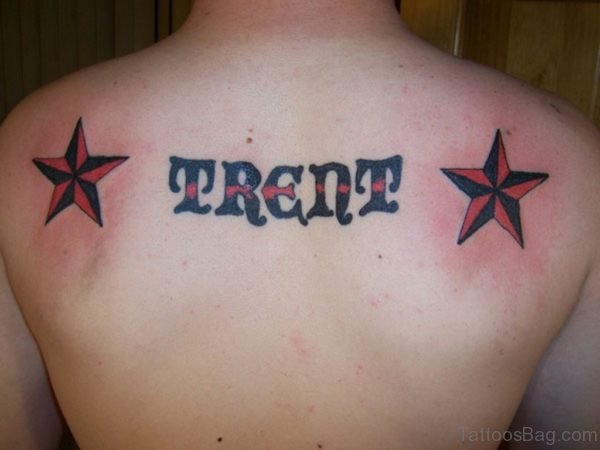 Red Star And Wording Tattoo