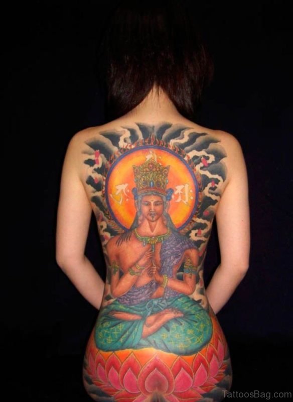 Religious And Lotus Flower Tattoo