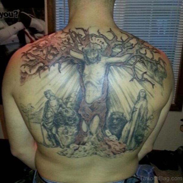 Religious Christian Tattoo For Back