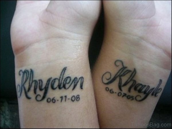 Rhyden And Khayle Name Wrist Tattoo