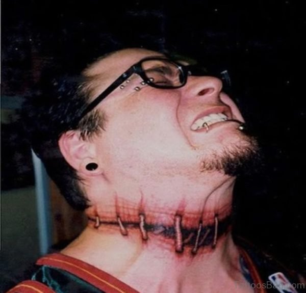 Ripped Neck Tattoo For Men