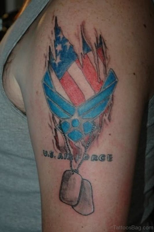 Ripped Skin USA Flag Logo Tattoo