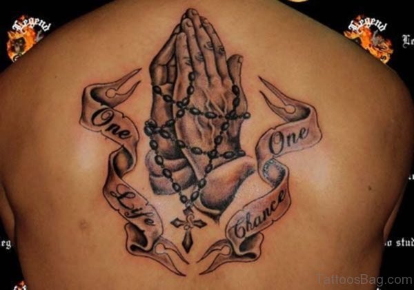 Rosary And Praying Hands Tattoo