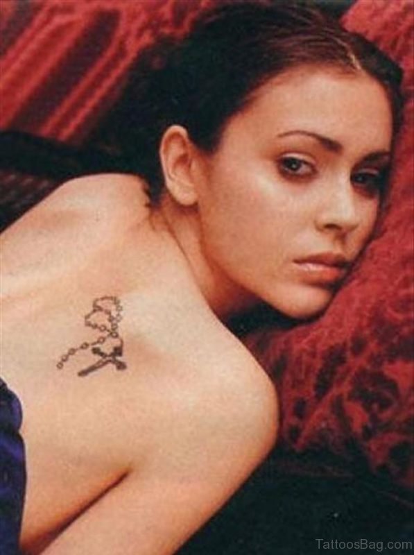 Rosary Cross Tattoo On Girl
