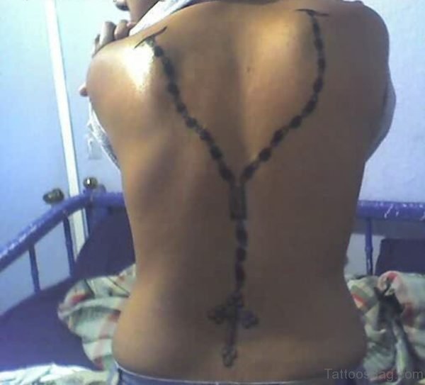 Rosary Tattoo On Full Back