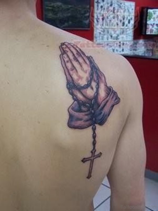 Rosary With Praying Hands Tattoo