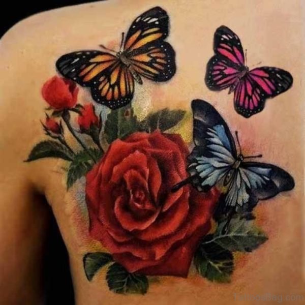 Rose And Butterfly Tattoo