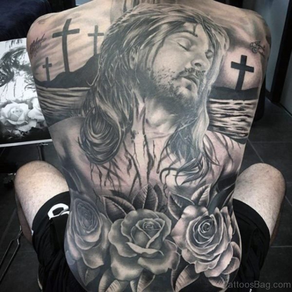 Rose And Jesus Tattoo