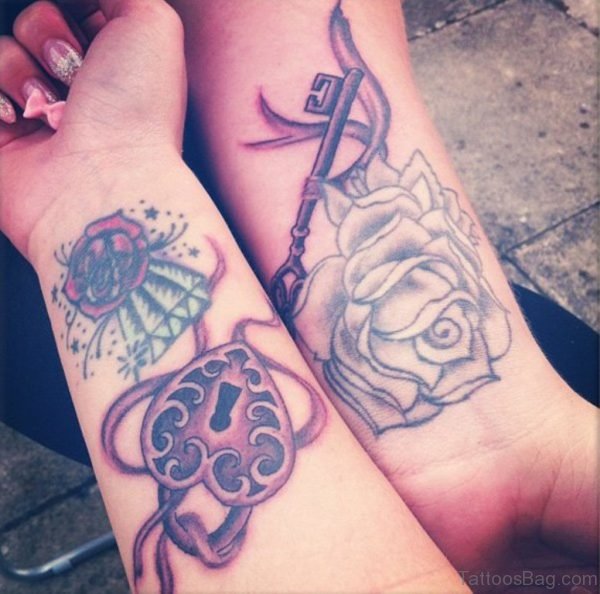 Rose And Key Tattoo