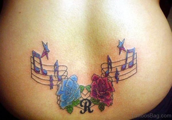 Rose And Music Notes Tattoo