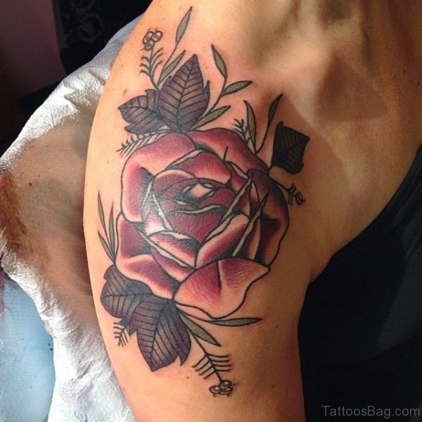 Rose Blade Shoulder Tattoo For Women