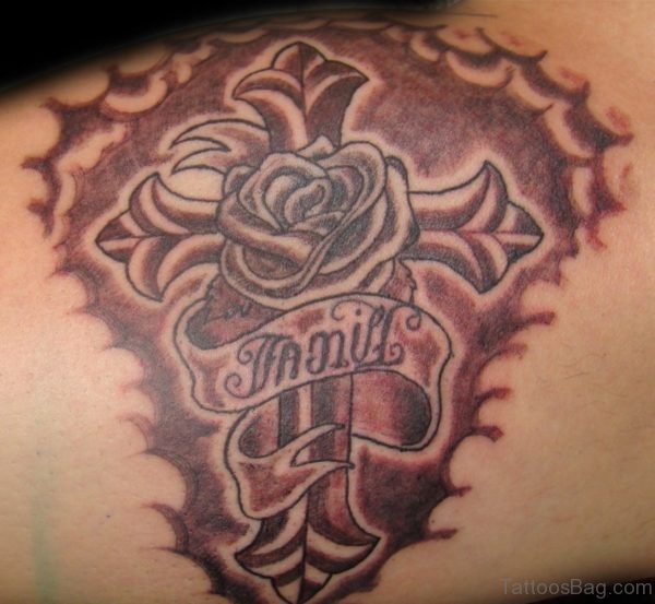Rose Cross Tattoo