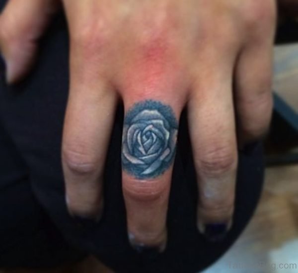 Rose Tattoo Design On Middle Finger