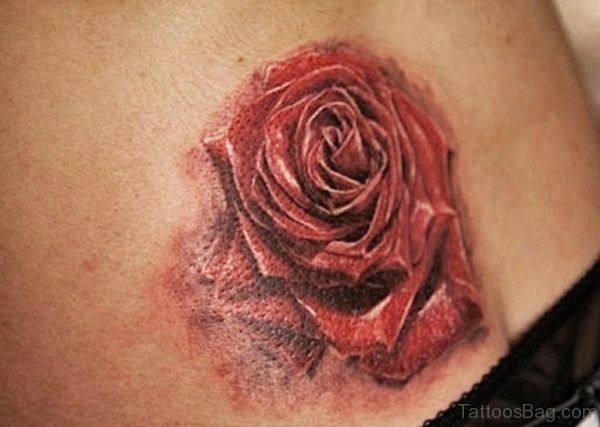 Rose Tattoo On Lower Back 