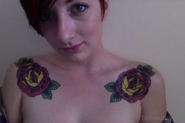 Rose Tattoo On Shoulder Blade