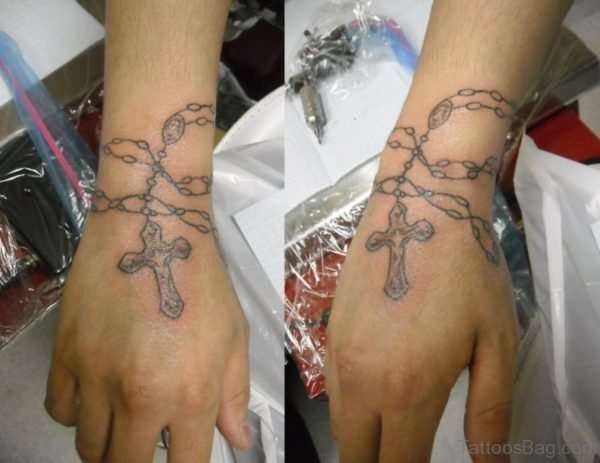 Rosary And Cross Tattoo