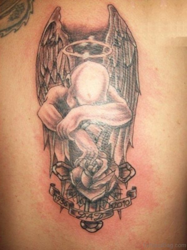 Sad Memorial Angel Tattoo