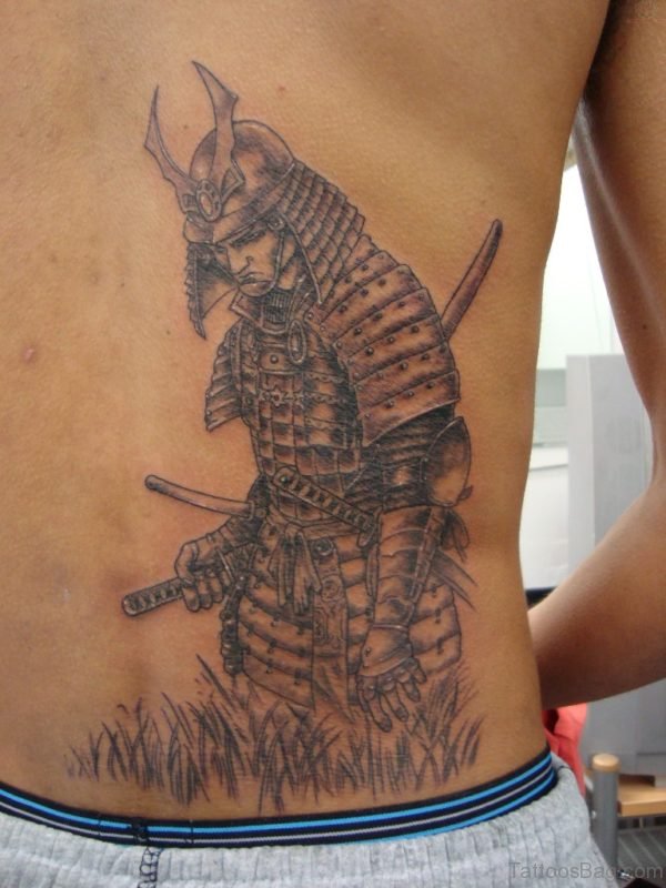 Samurai Warrior Tattoo On Lower Back