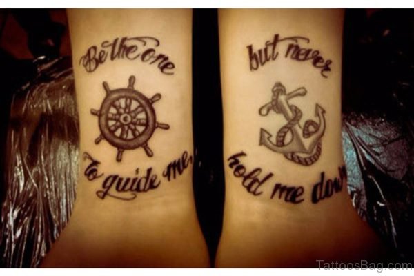 Ship Wheel And Anchor Tattoo