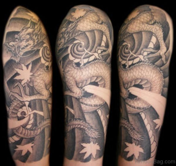 Shoulder Dragon Tattoo On Left