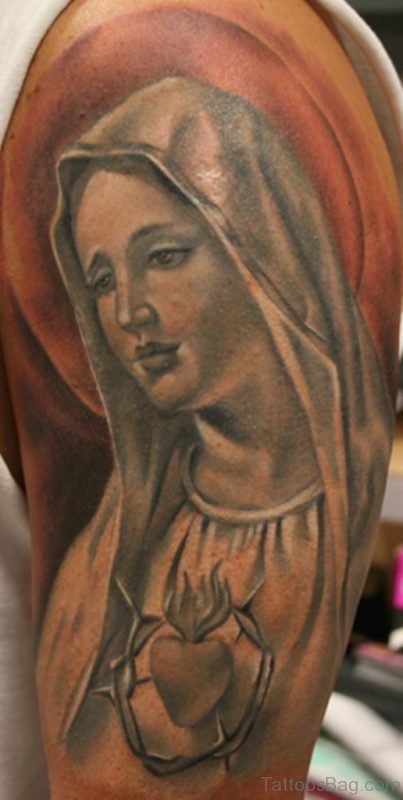 Shoulder Tattoo Of Mary