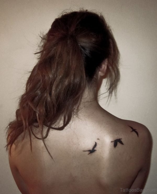 Simple Bird Tattoo Design On Back