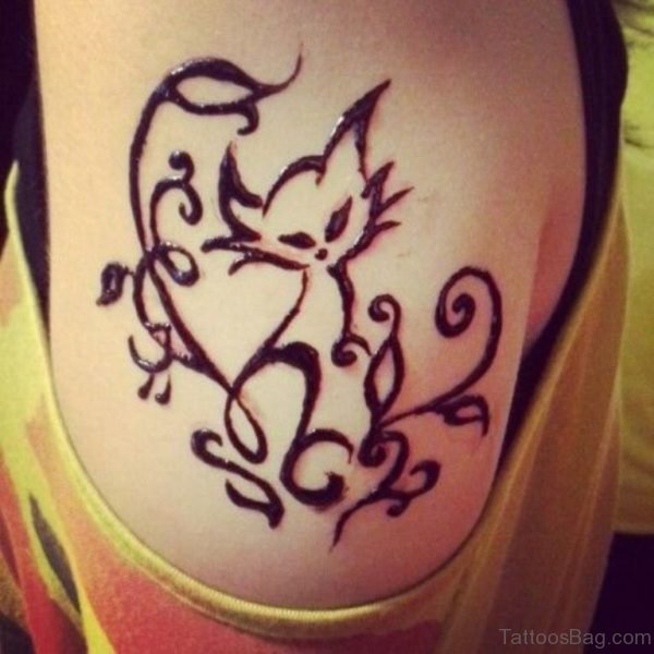 Simple Henna Cat Tattoo