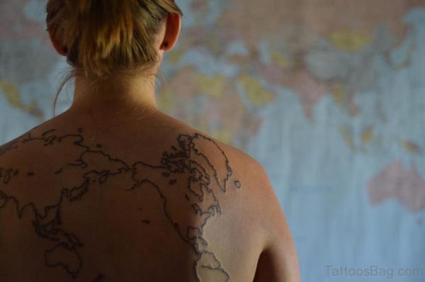 Simple  Map Tattoo On Back