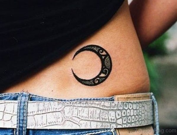 Simple Moon Tattoo On Lower Back