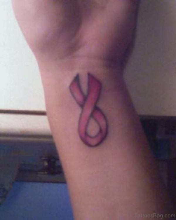 Simple Pink Cancer Ribbon Tattoo