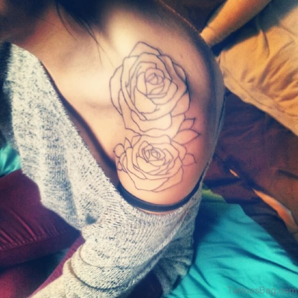Simple Rose Tattoo For Shoulder