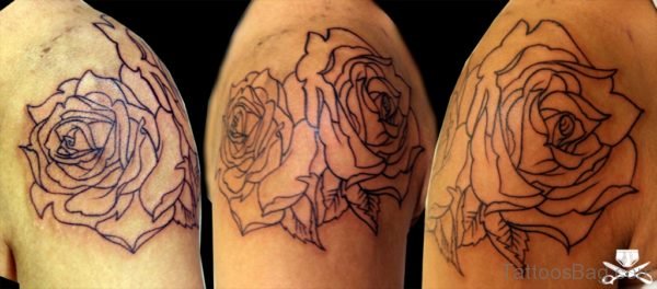 Simple Rose Tattoo On Shoulder