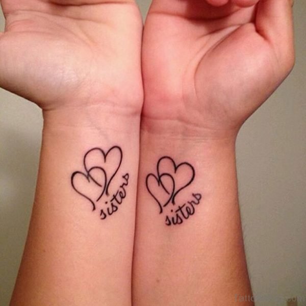 Sisters Love Heart Tattoo