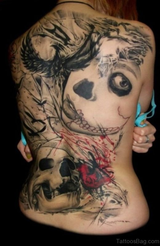 Skull And Bird Tattoo