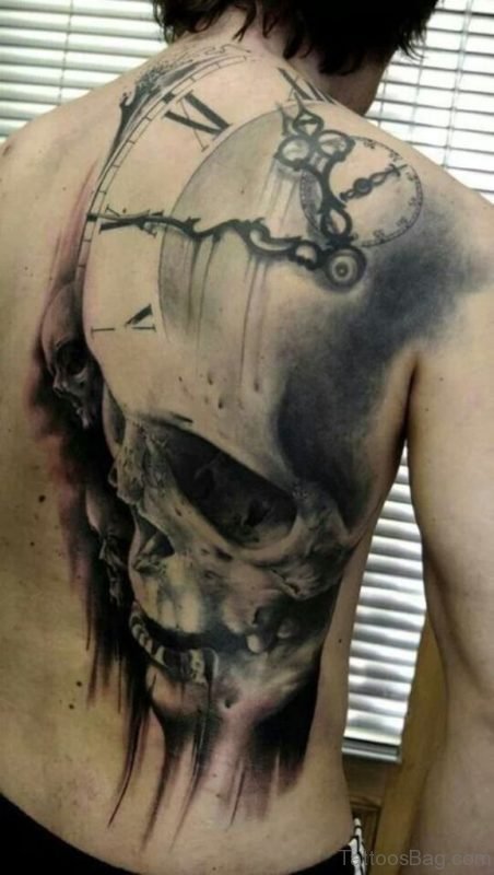 Skull And Clock Tattoo