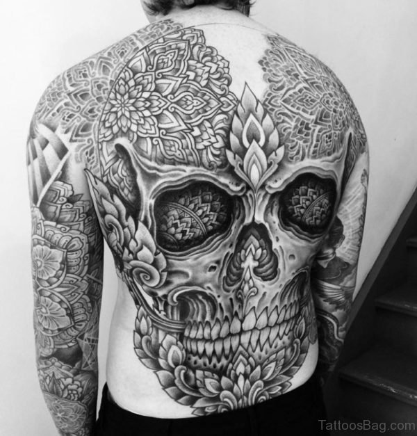 Skull Tattoo On Fulll Back