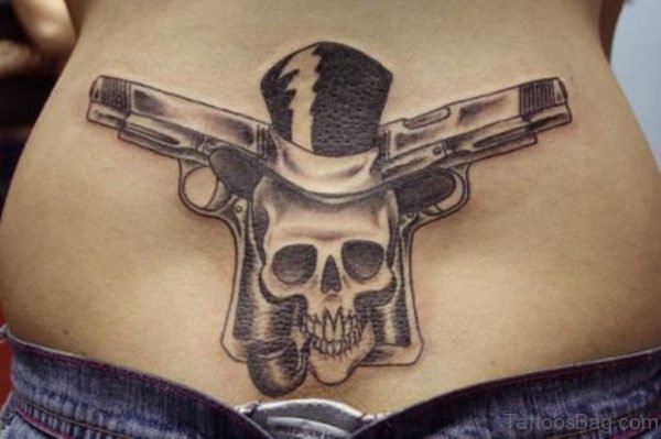 Skull Tattoo On Lower Back