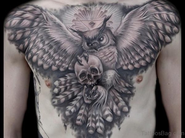 Skull With Owl Tattoo