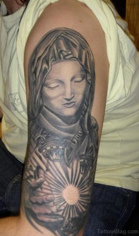 Sleeve Mary Shoulder Tattoo Design