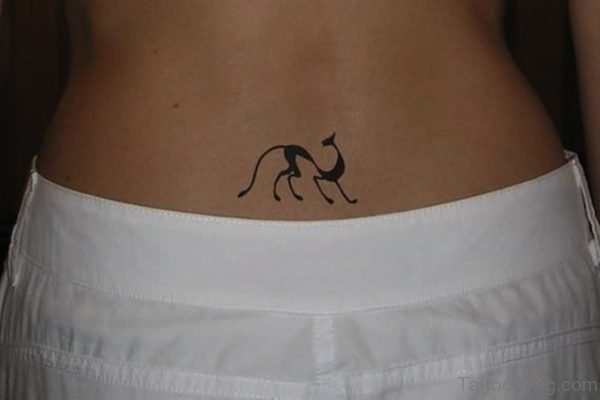 Small Cat Tattoo  On Lower Back
