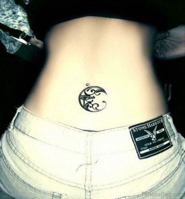 Small Moon Tattoo On Lower Back