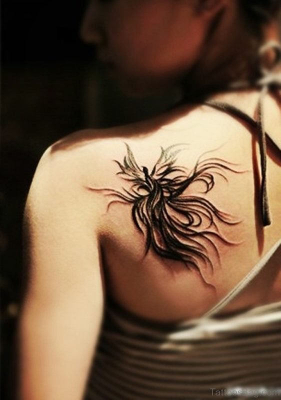 Small Phoenix Tattoo Design On Back